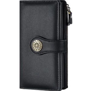 Travelambo Womens RFID Blocking Large Capacity Waxed Genuine Leather wallet.